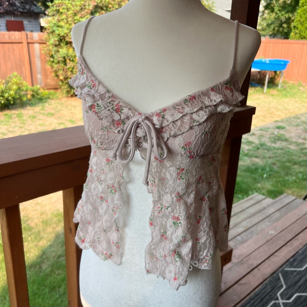 Good Days Project Pink Babydoll Y2K Lace Stretch Cami Fairycore Coquette XS